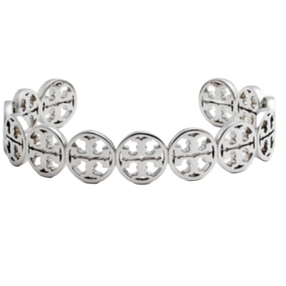 Tory Burch Jewelry - Tory Burch NWT Silver Toned Logo Cuff Bracelet
